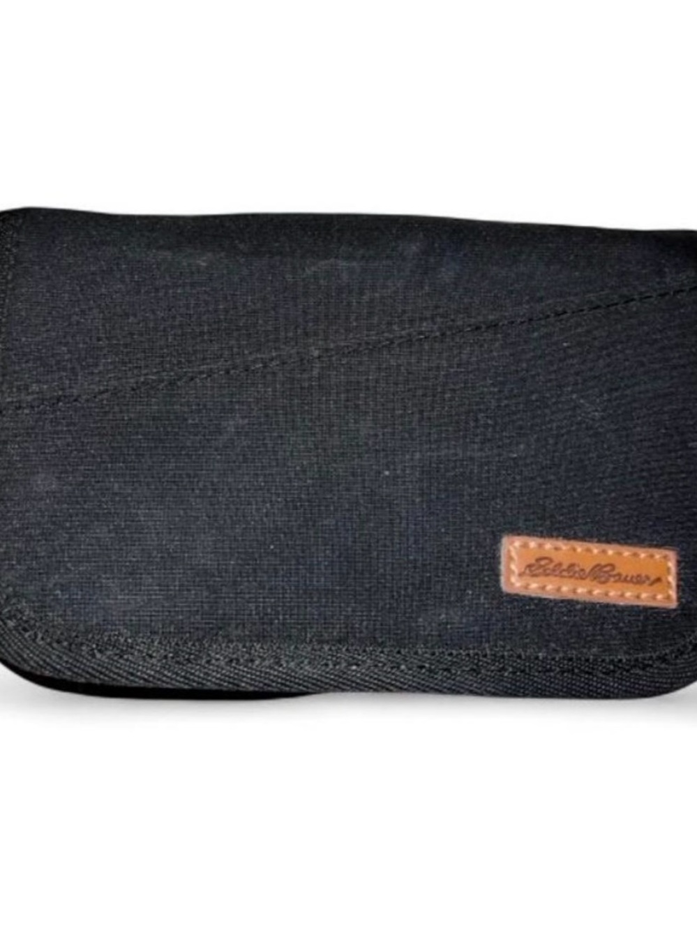 Eddie Bauer Black Canvas Travel Pouch with Leather Logo